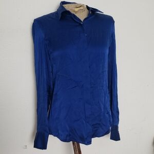 Ann Taylor Royal Blue Silk Blouse Sz 2